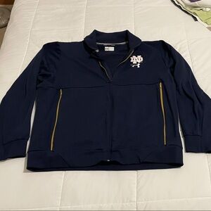 Notre Dame Football Under Armour Men's Navy Zip-Up Performance Jacket & Pockets